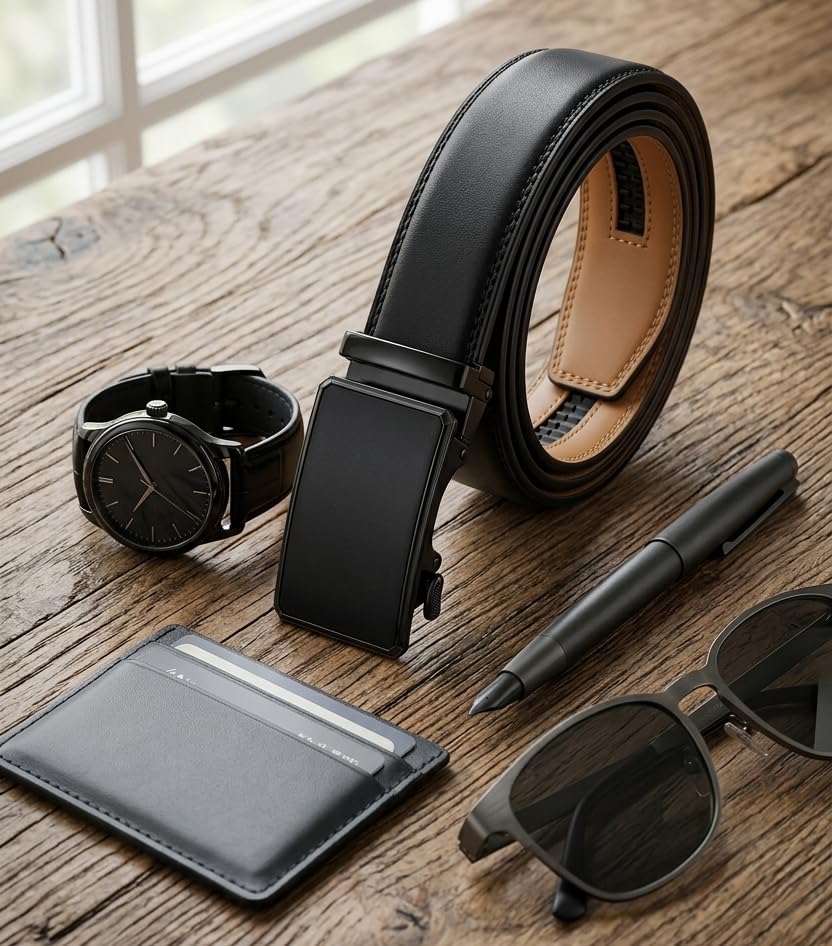 Image of WildHorn Men's Genuine Leather Belt for Men| Premium Auto-Lock Buckle | Adjustable up to 48 inch | Formal & Casual Wear | Micro-Adjust Fit | Stylish Gift Box Included