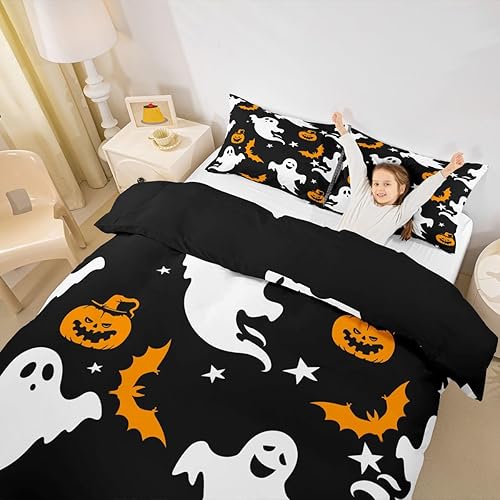 Miniatura 5 de Feelyou - Juego de funda para edredón, ultrasuave, para niños, niñas y adolescentes, tamaño individual, diseño para Haloween de fantasmas, galaxias