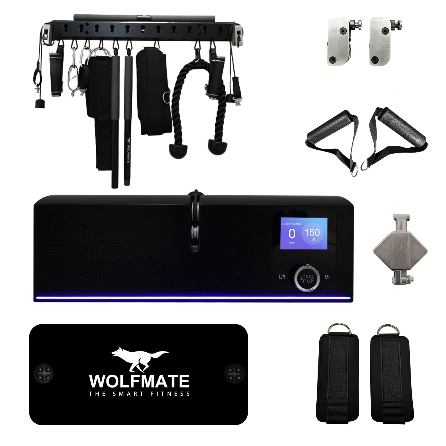 Smart Fitness Trainer for Elderly People - Strength Training Machine Multifunctional Workout Device with Standard, Home Gym Equipment for Full Body Workouts for Old People (Black, Wall Set)