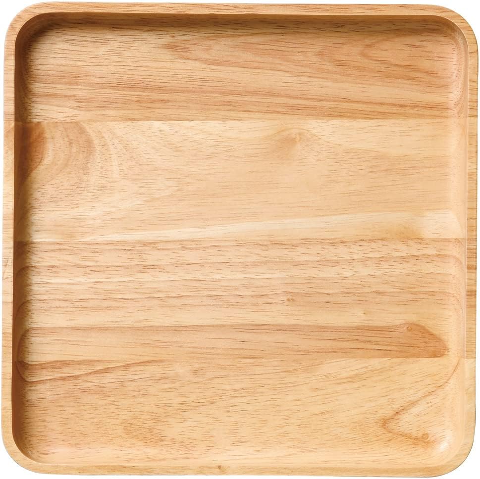 Wooden Deep Square Lunch Tray, 9.4 x 1.2 inches (24 x 3