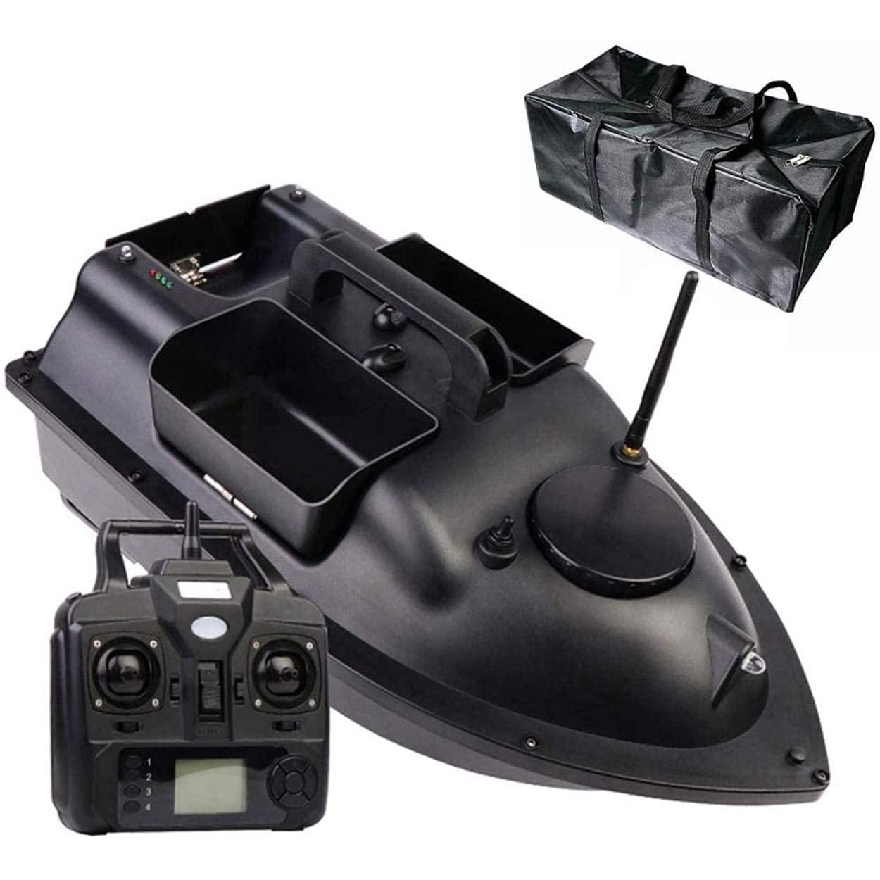 Barco Cebador para Pesca, Barco de Pesca Teledirigido Buscador de Peces Barco de Cebo Portátil para Uso Nocturno y Nublado, Mando a Distancia 500M, Batería 12000mAh