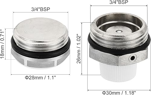 Miniatura 2 de PATIKIL Juego de válvulas de enchufe manual de ventilación de aire para radiador de rosca macho BSP de 34 pulgadas, paquete de 2 tapones de latón