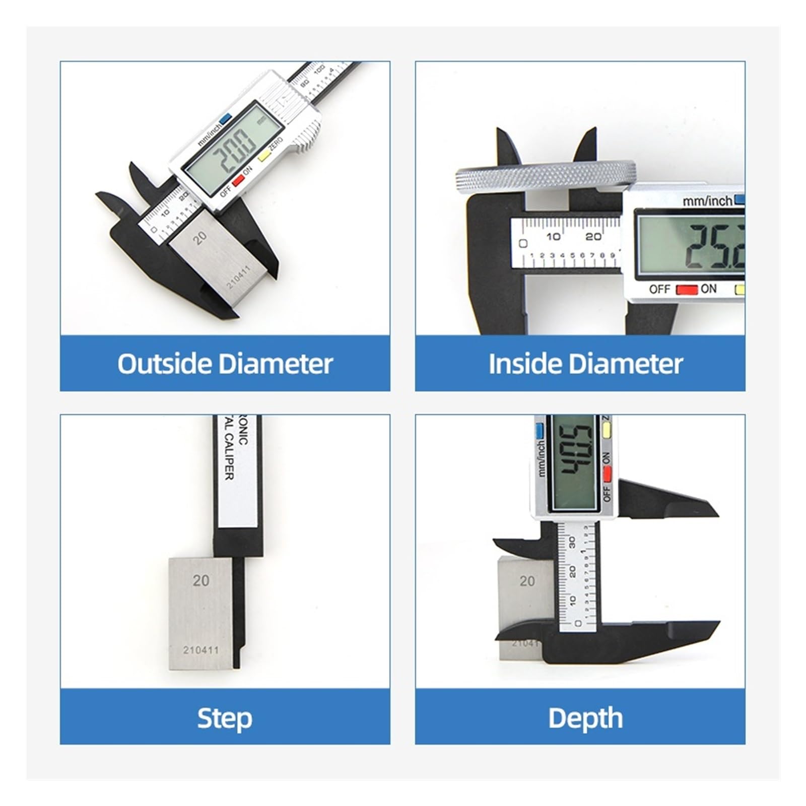Calibrador Herramienta de medición Pachómetro de plástico Calibrador Digital Herramientas electrónicas Medidor de Profundidad Instrumentos de medición Vernier Calibrador Digital Regla Digital