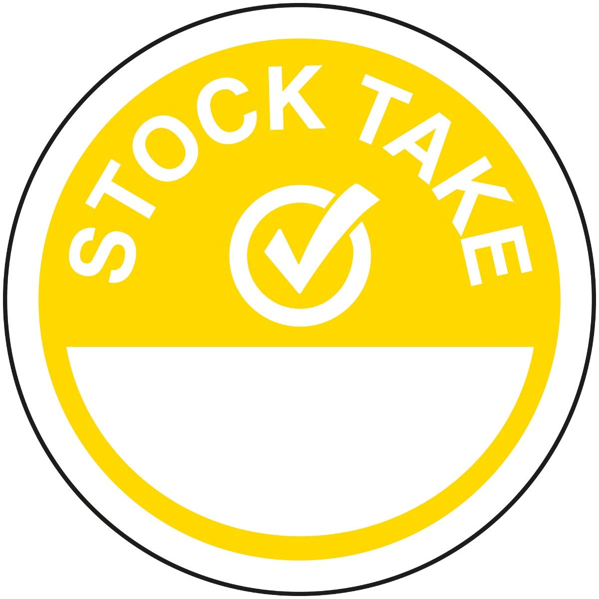 V Safety Stock Take Write On Yellow Sticker - 50mm Diameter (Roll of 250)