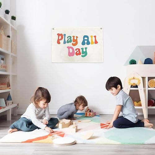 Miniatura 5 de Decoración de pared para sala de juegos para niños, cartel de lona para sala de juegos para niños pequeños