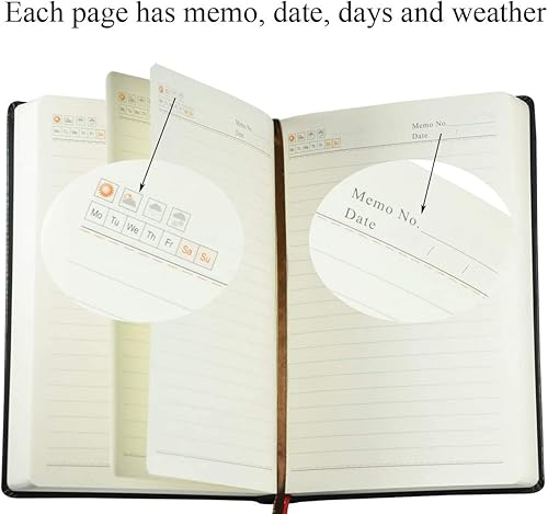 Miniatura 4 de Lemical Cuaderno de cuero grueso de 720 páginas, diario de escritura, cuaderno grueso de 360 hojas de papel rayado, diario de viaje, regalo ideal