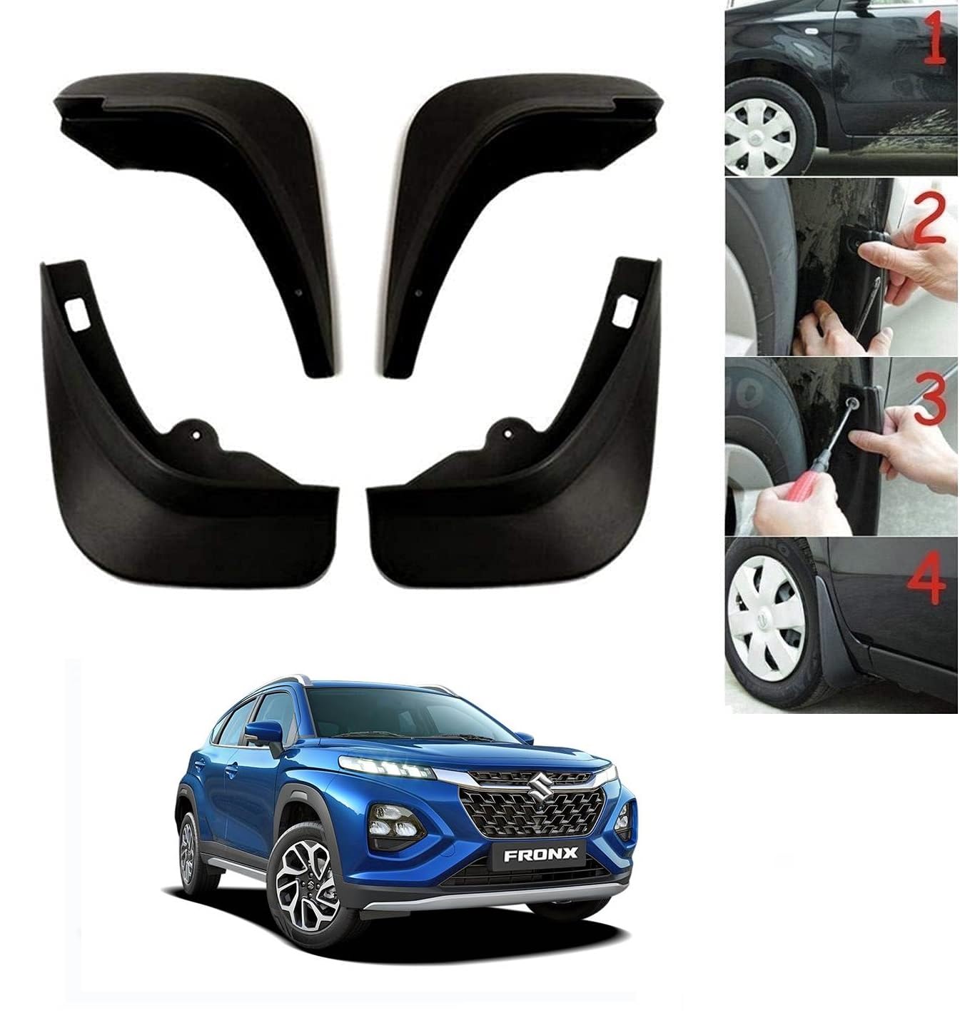 KOZDIKO Car Mud Flaps O.E Type Mud Guard Set of 4 pcs for Maruti Suzuki Fronx-image-29