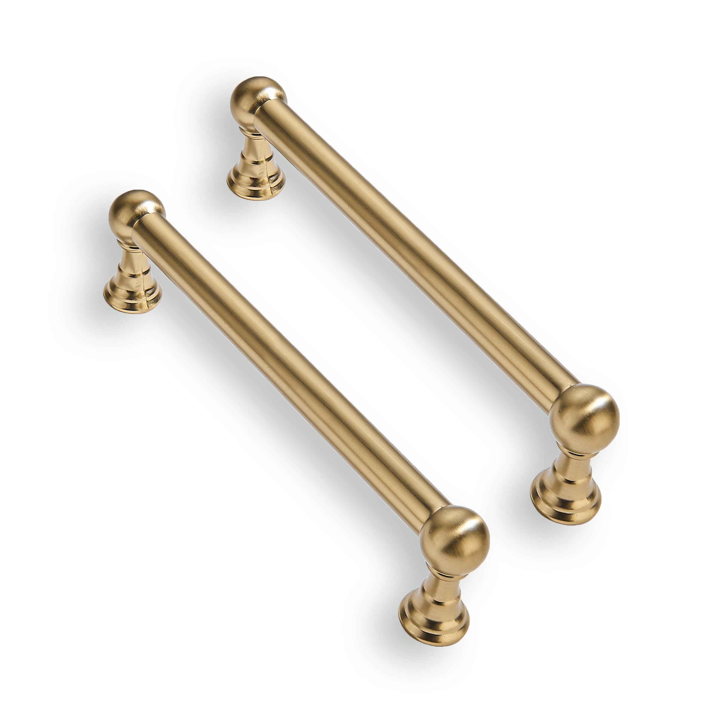 CABDM 10 Pack 5 Inch Solid Kitchen Cabinet Handles Brushed Gold Heavy Duty Cabinet Pulls Satin Brass Drawer Pulls Cabinet Hardware Kitchen Handles for Cabinets Cupboard Handles