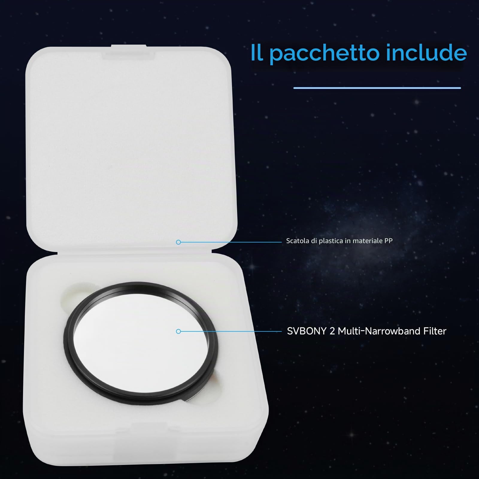 Svbony SV240 Filtro Multi-Bandpass per Riduzione Dell'inquinamento Luminoso, per Telescopio da 2 Pollici, Astrofotografia Urbana del Cielo Profondo