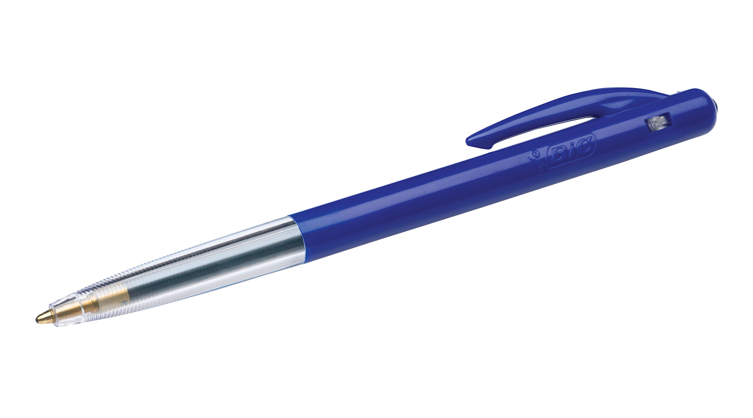 BIC M10 Kugelschreiber 0,4 mm Blau – Mit Clip, Seitlicher Druckmechanismus, Ideal für Büro & Schule, 100 Stück