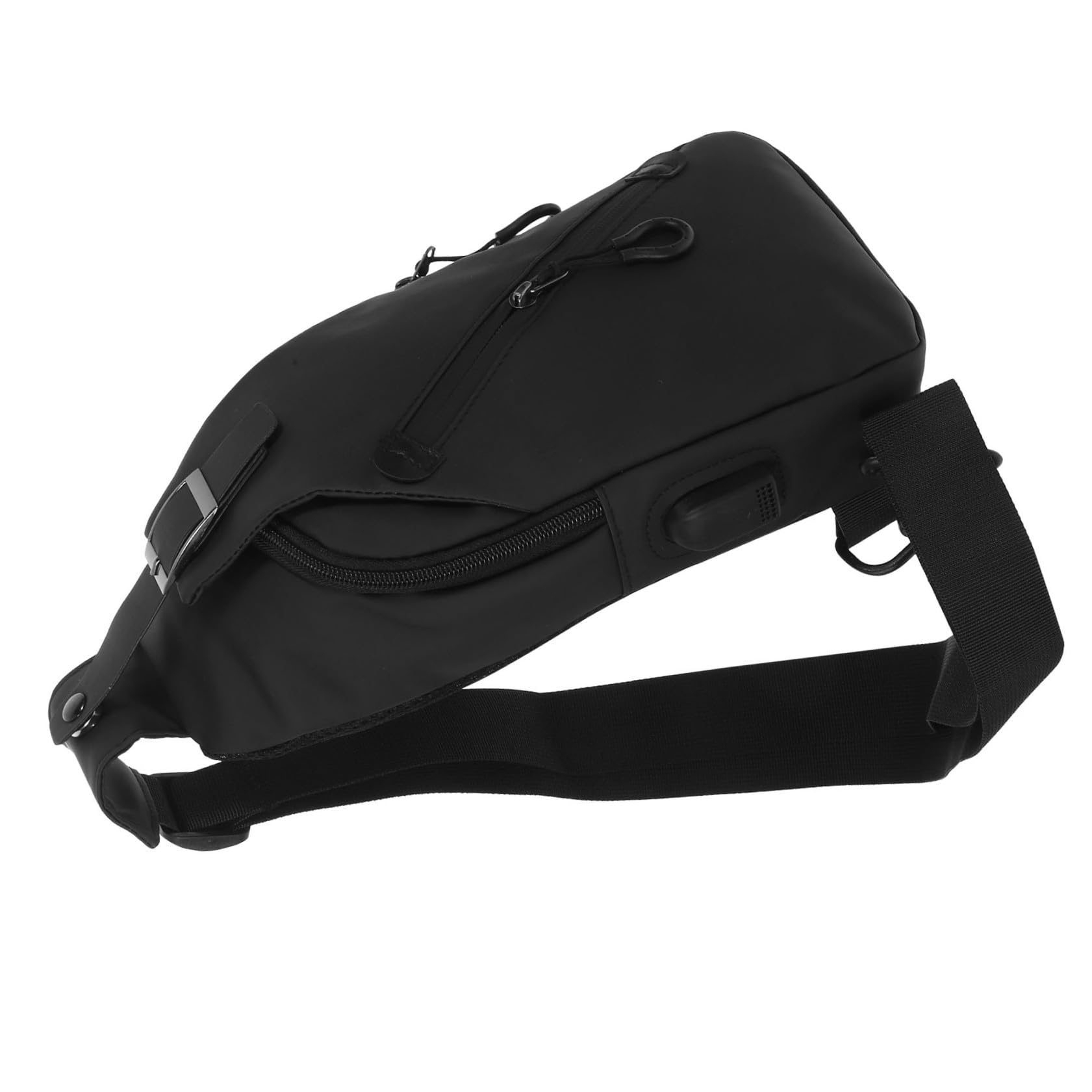 Gatuida Bolso Bandolera Para Hombre Puerto Usb Funcional Bolsa De Pecho Deportiva Negra Para Uso Diario y Outdoor Tamaño Compacto
