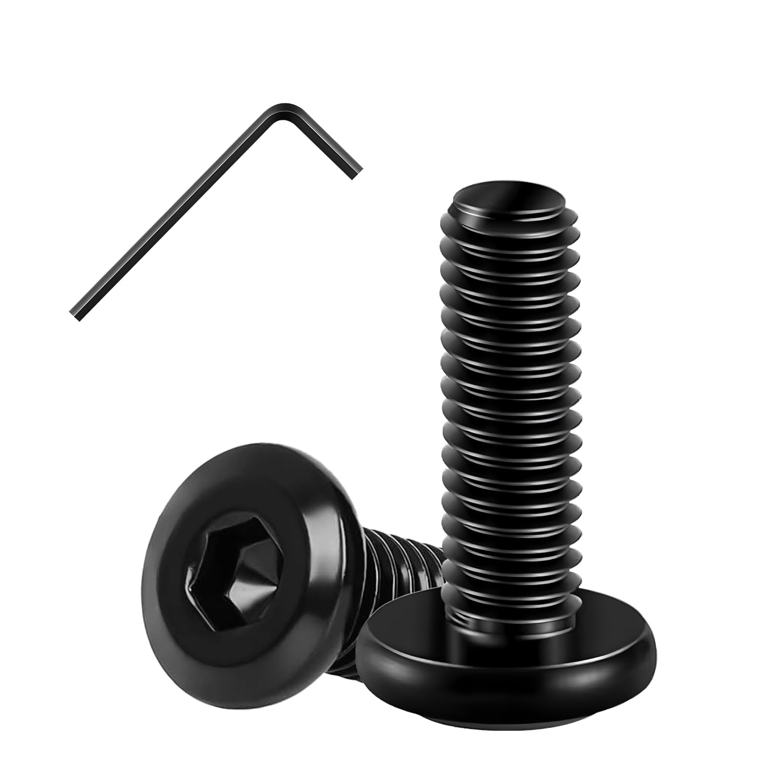 Matuja 5/16-18 x 1" Flat Head Hex Socket Bolts Screws,304 Stainless Steel,Black Oxide Finish,Fully Threaded Bright Furniture with Hex Key(20 Pcs)