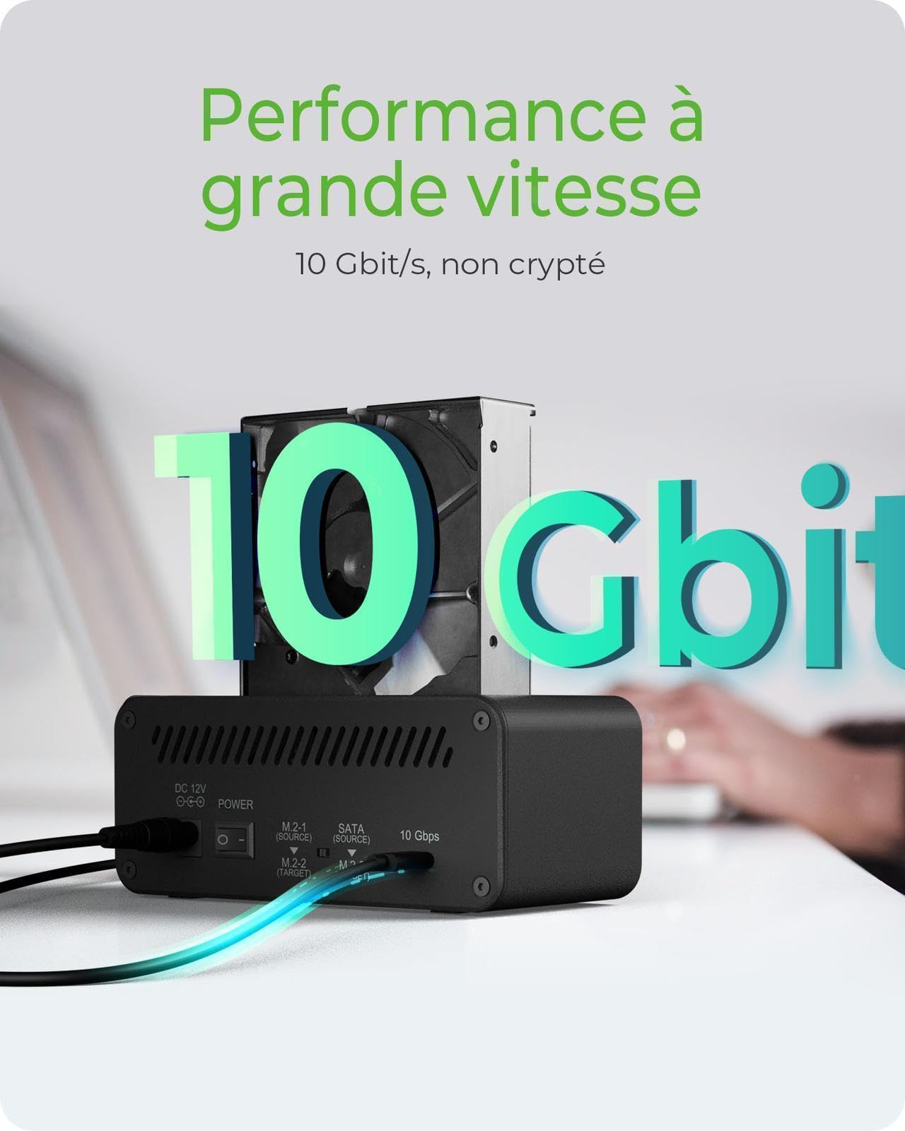 ICY BOX Station d'accueil pour disques M.2 NVMe et SATA, clonage bidirectionnel, USB 3.2 10 Gbit/s