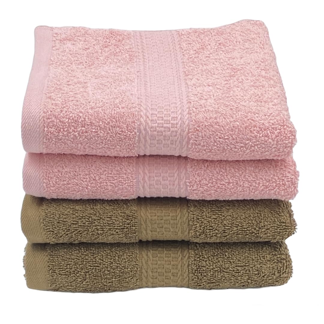 Patpug 100% Indian Ultra Soft Cotton 4 Piece Hand Towel Set, 500 GSM for Gym, Workout, Yoga, Wash Basin (Sepia Brown and Baby Pink) (B0CWYT3Q43) Amazon Price History, Amazon Price Tracker