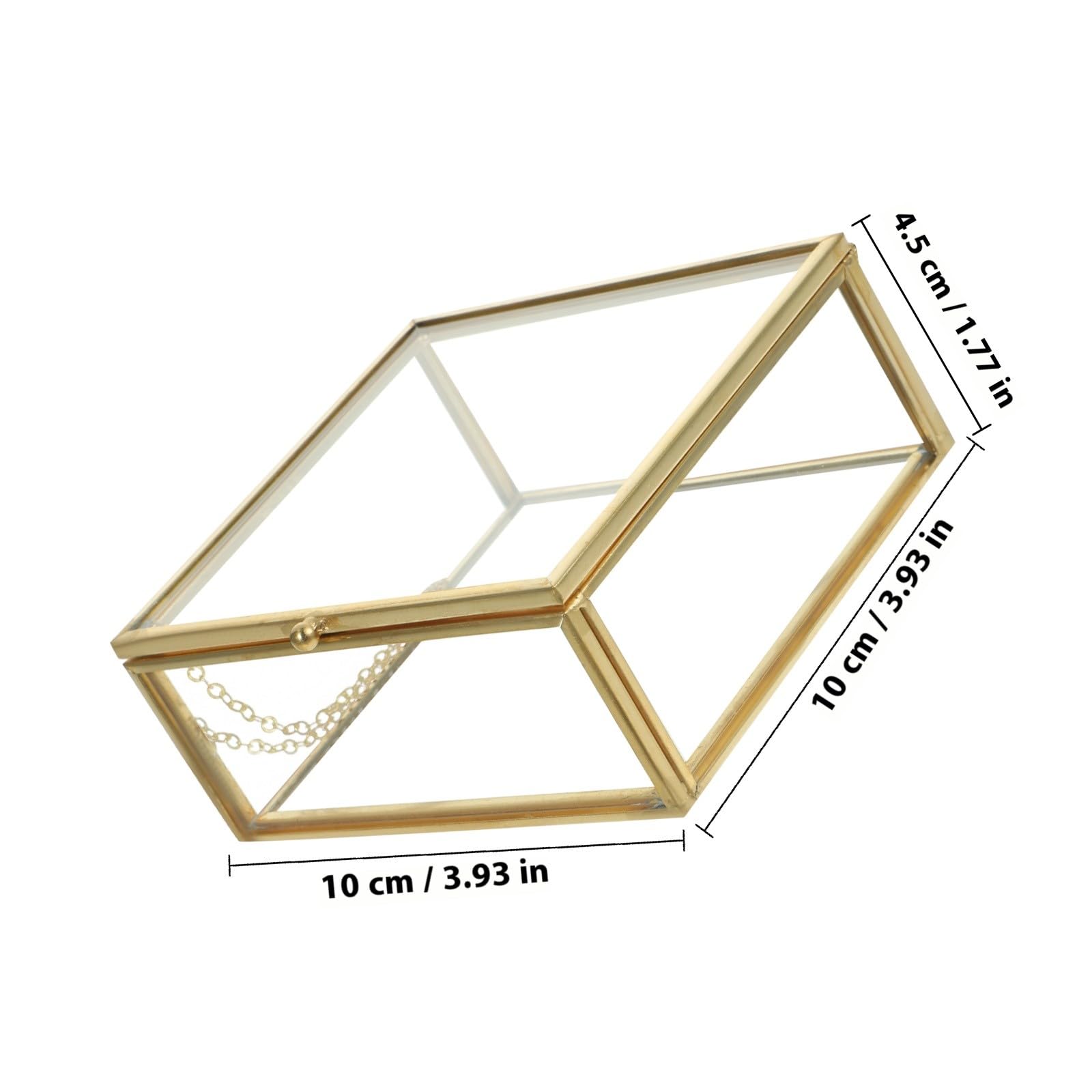Boîte à Bijoux en Verre Couvercle Doré, Organisateur de Maison en Alliage, Capacité Suffisante pour Bagues et Ambre, Style Rétro Charmant pour Salon ou Chambre
