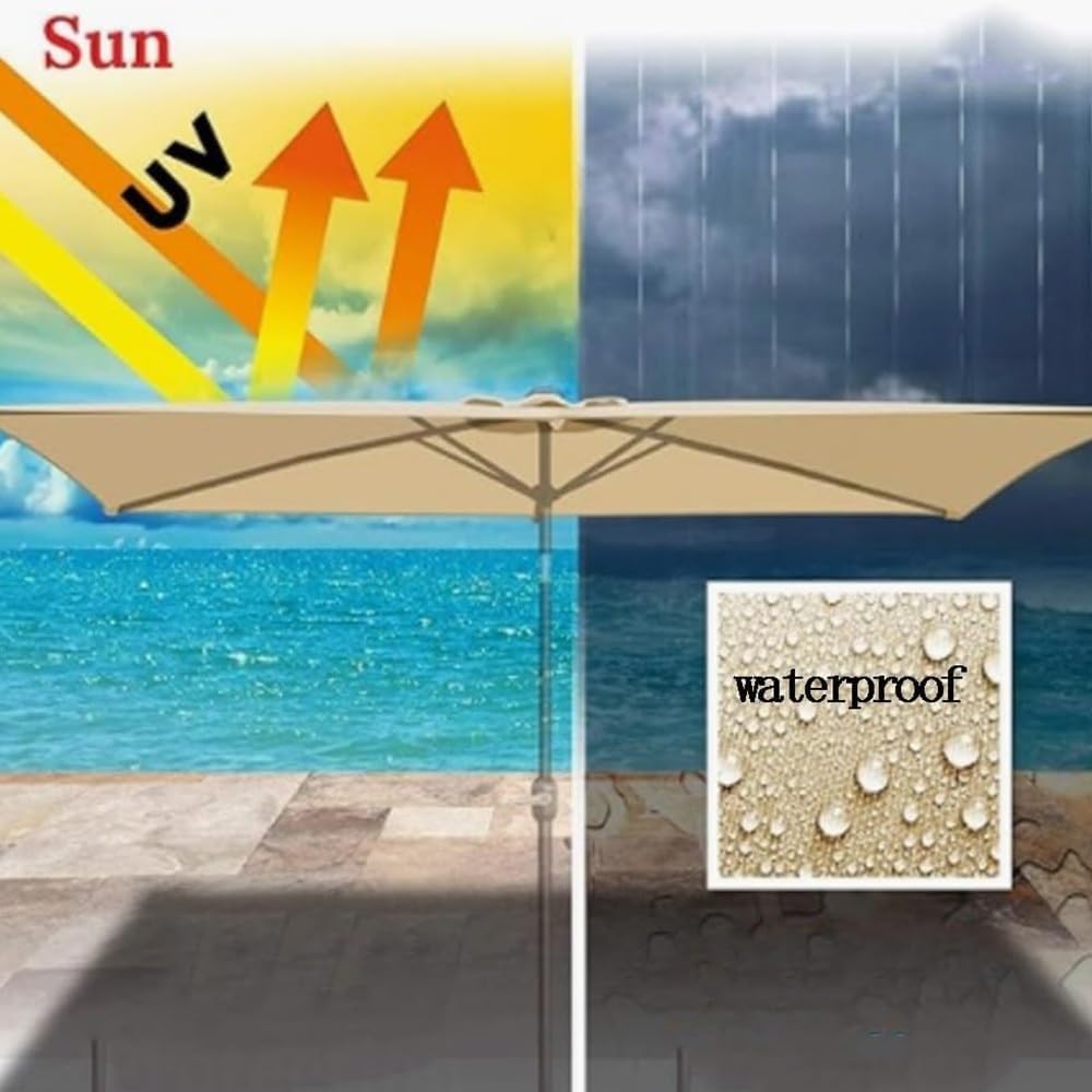 Half Rectangular Umbrella Replacement Canopy - 5 Ribs Outdoor Wall Umbrella Cover for 6.5'x3.3', 8.2'x4', 8.2'x4.2' Patio Umbrella Top Cover (Tawny, 2.5m x 1.3m)