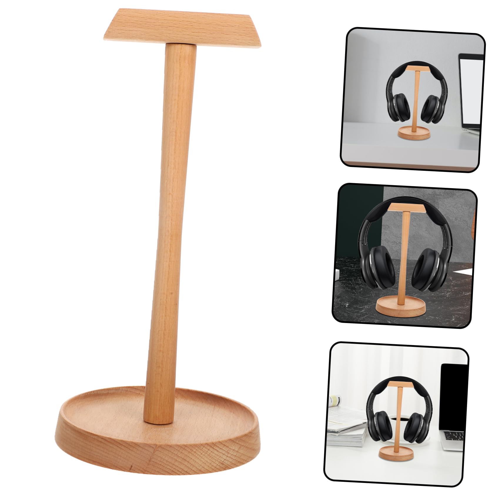 Uonlytech Supporto in Legno per Cuffie da Tavolo Base Stabile per Organizzazione e Protezione