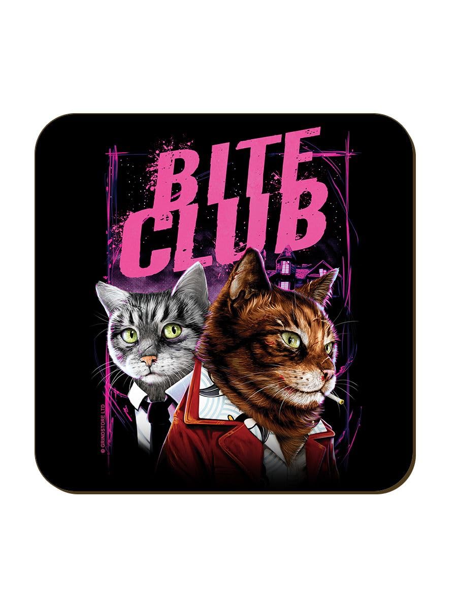 Grindstore Multicolour Horror Cats Bite Club Coaster