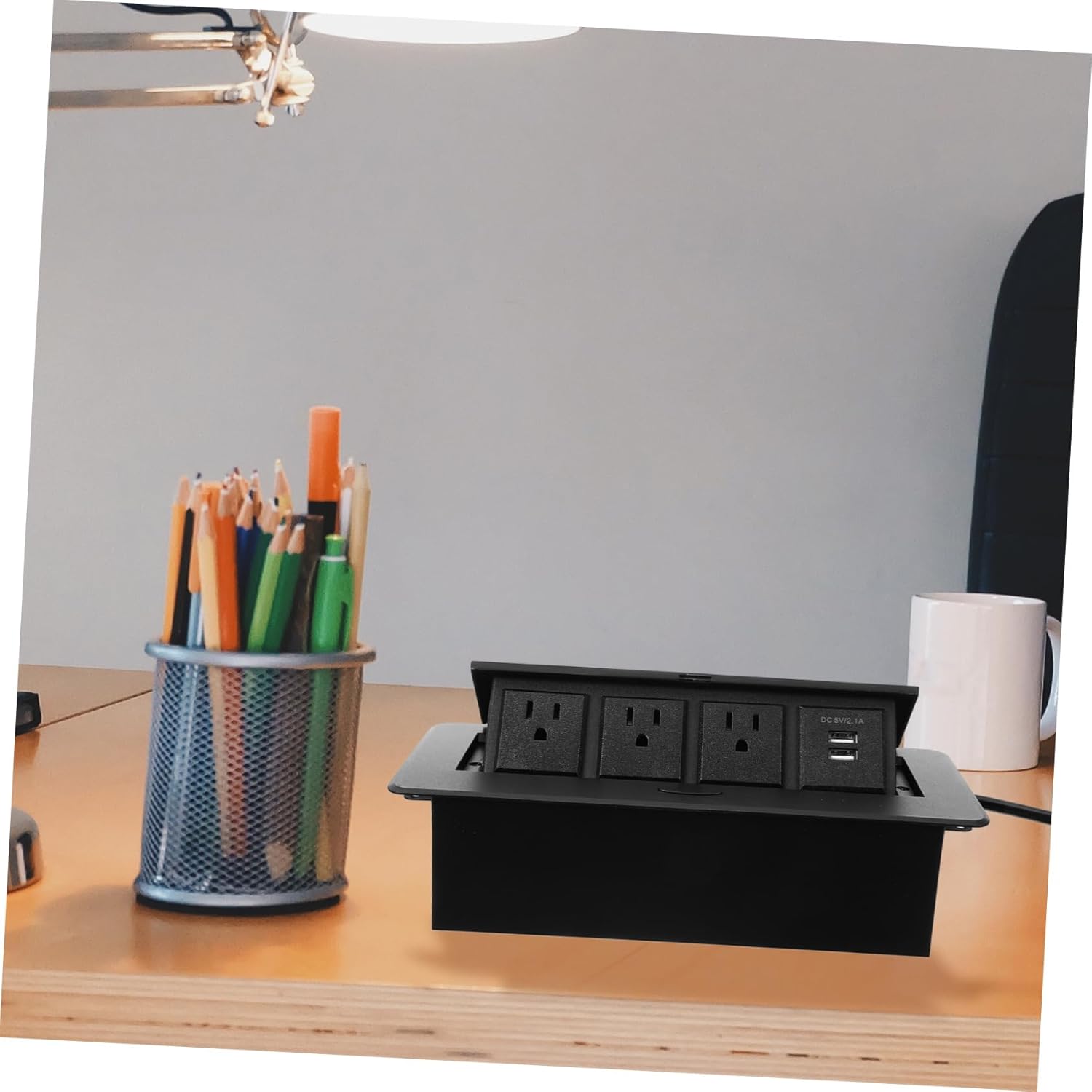 Desktop Charging Socket Outlets Dual USB Ports Protected Power Outlet for Conference Table Power Charger Cord Ul Listed