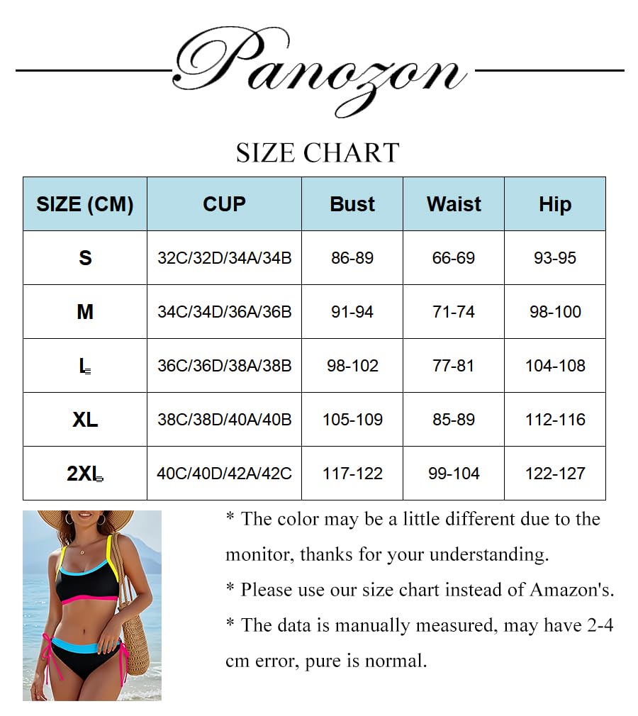 PANOZON Conjuntos de Bikini para Mujer Bañadores con Bloques de Color Bañador de Dos Piezas con Tirantes Anchos y Buen Soporte — view 4