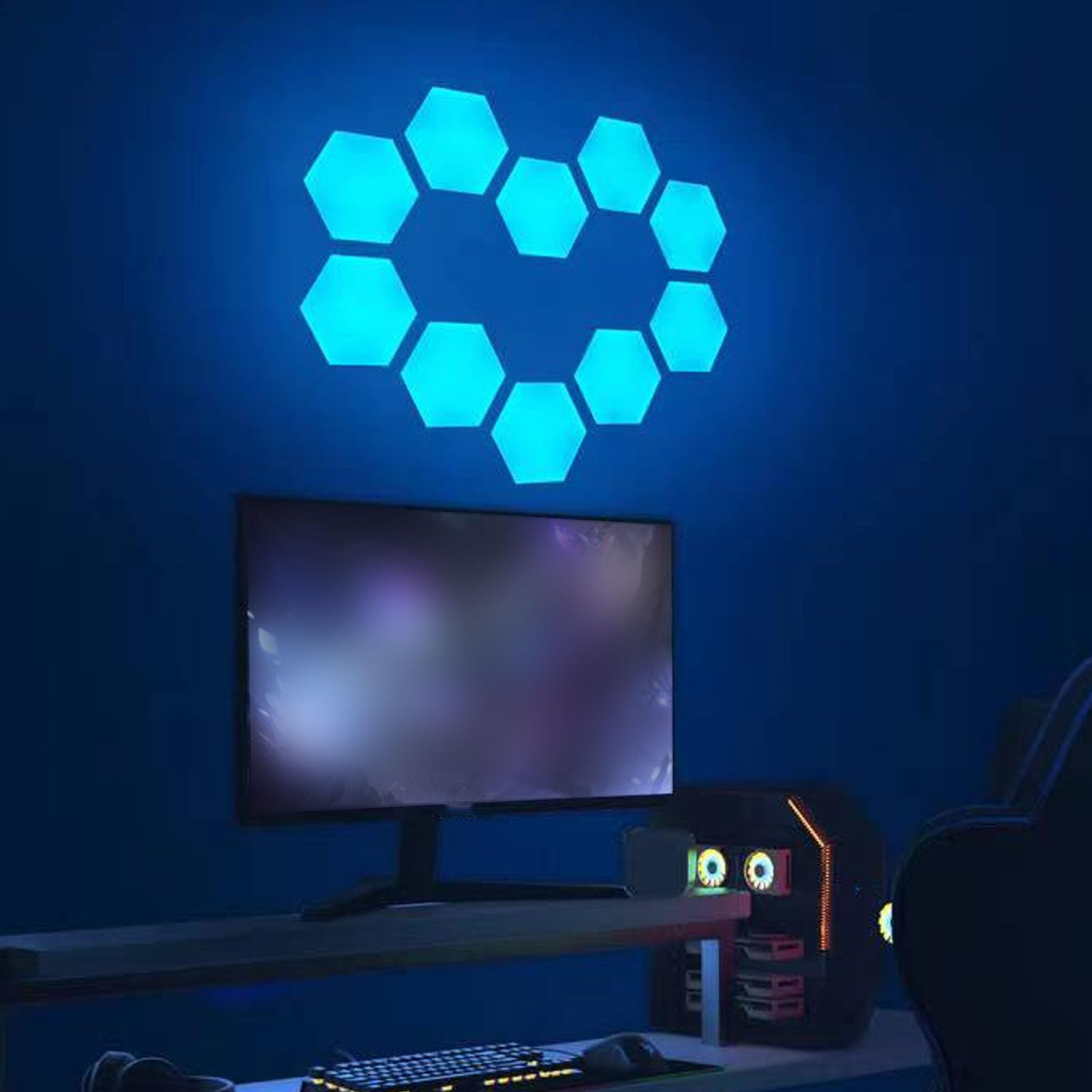 Focket Luces Hexagonales, Luces de Pared LED RGB de Sincronización de Música con Aplicación Inteligente y Control Remoto, Paneles de Luz LED Hexagonales Ensamblados con Bricolaje