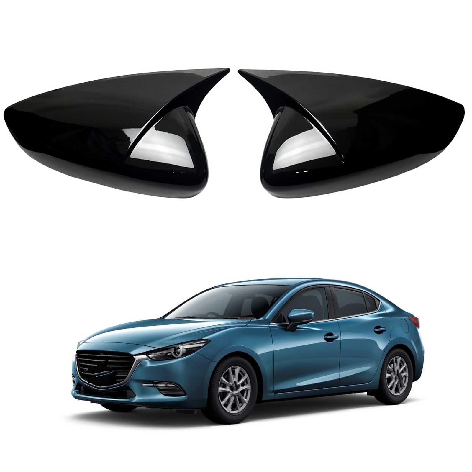 PAPEP Door Mirror Cover Caps for Mazda3 Axela 2020, Left Right Side Wing Rearview Mirror Cover Lid 2 Pieces Exterior Styling Accessory,Glossy black