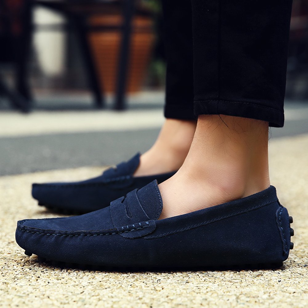 Hommes Daim Penny Loafers Mocassin Slippers | Cuir Respirant Doublure, Amovible Semelle, Semelle Extérieure Légère, Décontracté et Habillé, Chaussures de Conduite