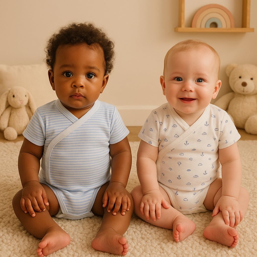 BABIDU Body niemowlęce z krótkim rękawem, 100% miękka, oddychająca bawełna, unisex, odzież dla niemowląt, chłopców i dziewczynek, body dla noworodków, idealne do skóry wrażliwej i na co dzień