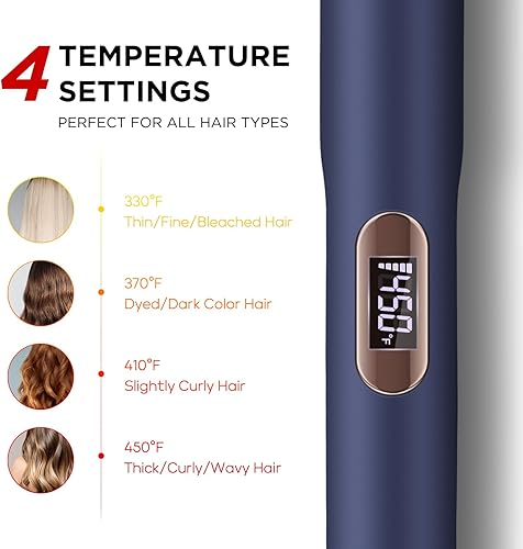 Miniatura 6 de Plancha plana para alisar el cabello, plancha de pelo de 1.25 pulgadas y rizador 2 en 1, plancha de pelo Prizm con temperatura de ajuste de 330 F a