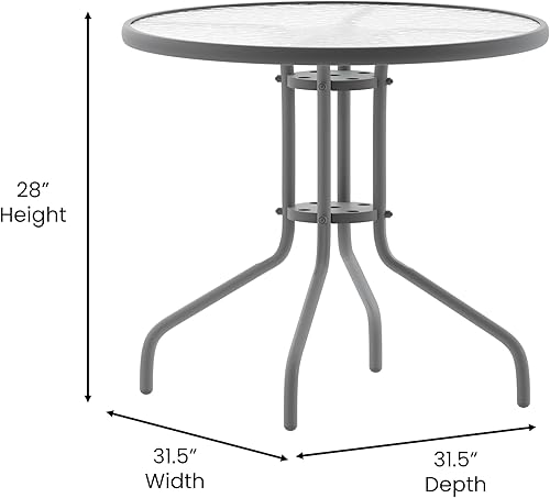Miniatura 67 de Flash Furniture Bellamy - Mesa redonda de metal de vidrio templado de 23.75 pulgadas, color bronce Claro,Parte superior transparente/marco