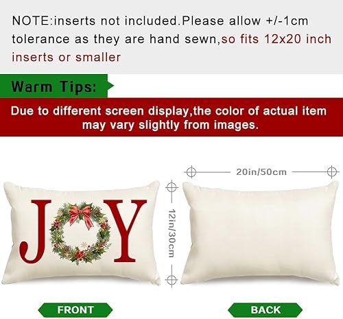 Miniatura 4 de RABUSOFA Fundas de almohada navideñas de 12 x 20 pulgadas, fundas de almohada decorativas de Navidad, fundas de cojín lumbar de Navidad con corona