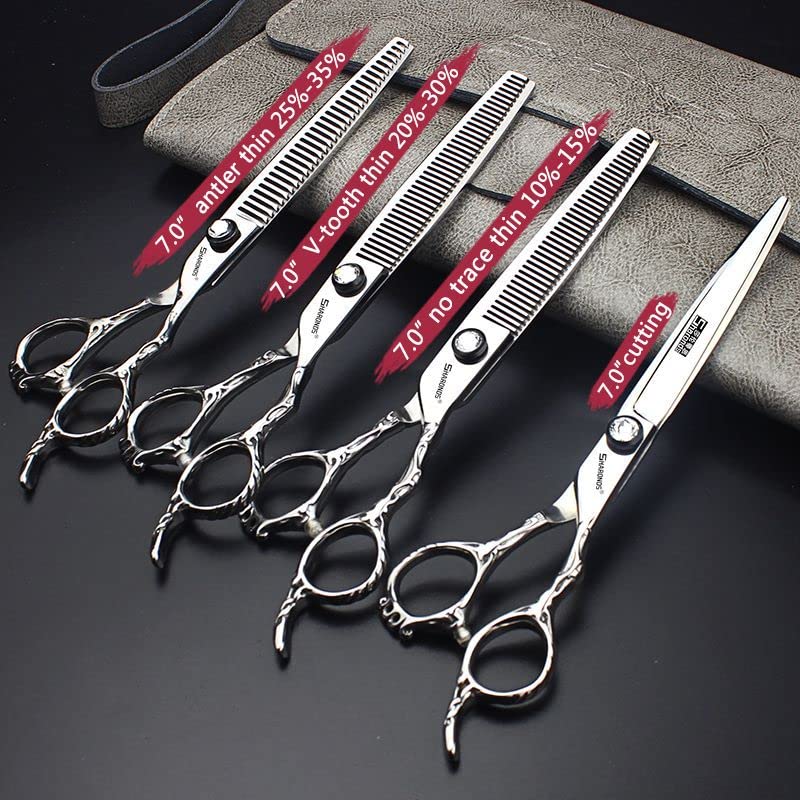 Tijeras de corte de pelo profesionales de 6,5/7 pulgadas, tijeras de corte de pelo afiladas de acero inoxidable, tijeras especiales para peluqueros(7 Pulgadas - 4pc-A)