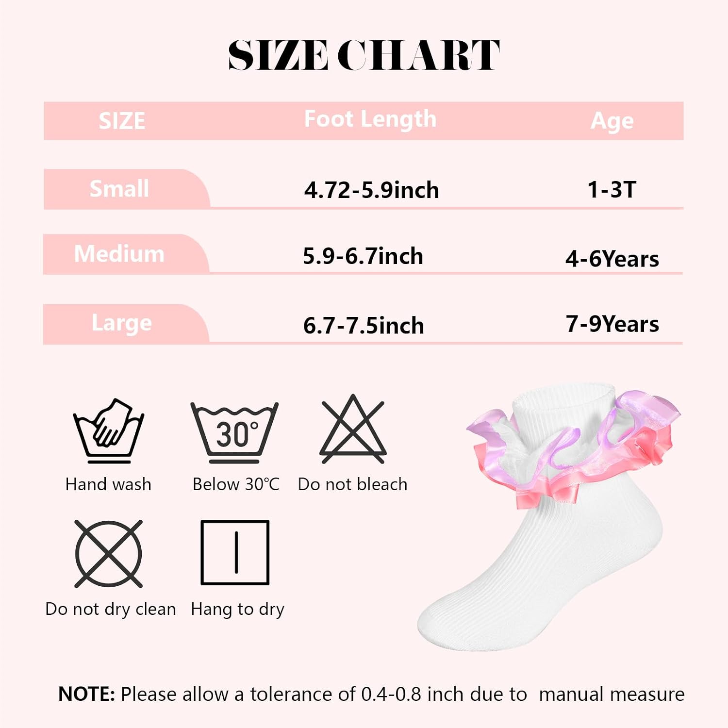 Girls Ruffle Socks Toddler Girls Lace Sock Baby Girl Big Double Lace Ruffle Turn Cuff Socks Toddler Dress Socks