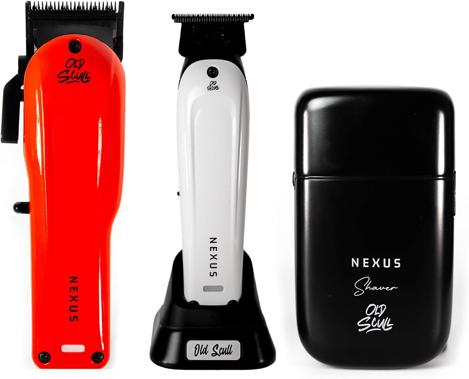 Barber Set 3-in-1 Professional Barber Kit by Old Scull – Cordless Clipper, Trimmer & Foil Shaver Set, High Performance Hair Cutting Machine for Fades, Line-Ups & Close Shave