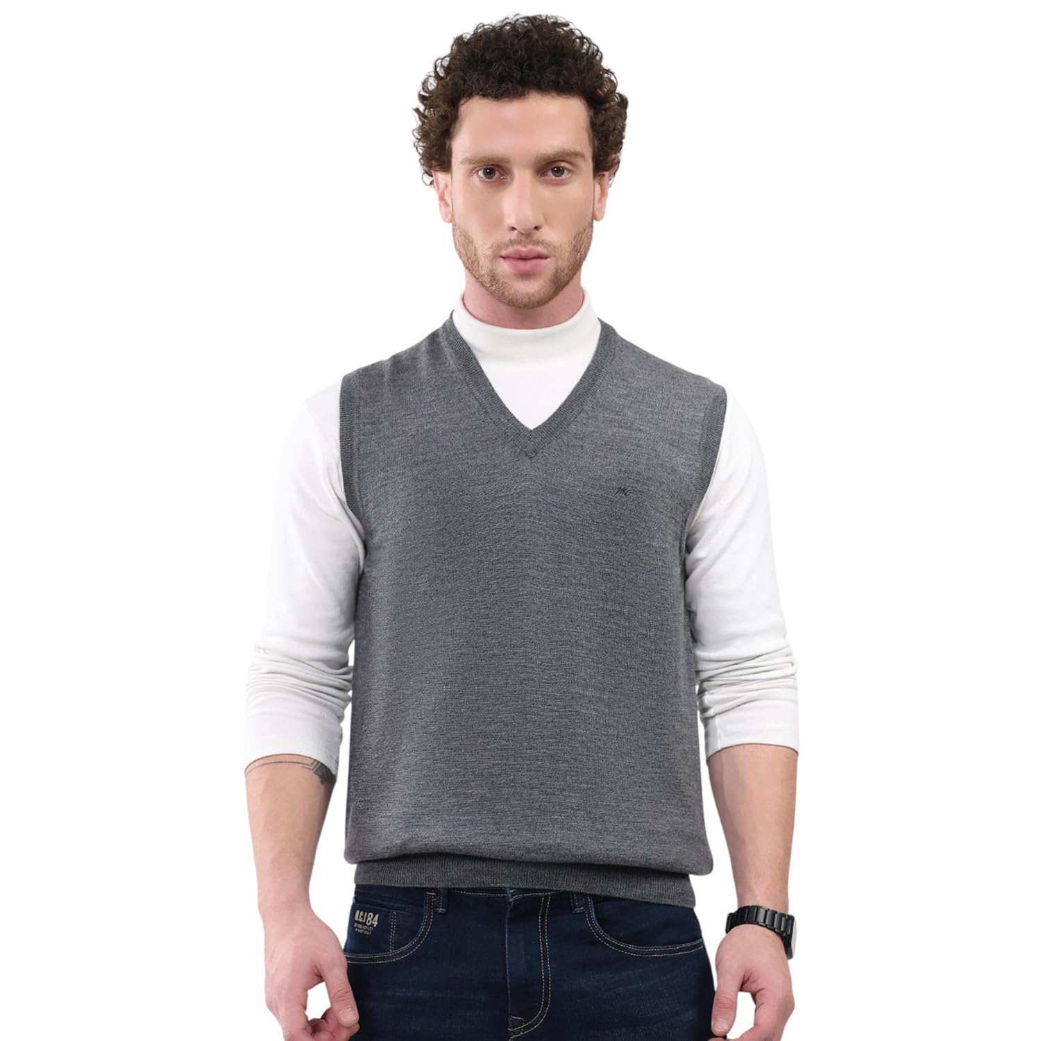 monte carlo Men’s Regular Fit Solid V-Neck Sleeveless Sweater | Stylish Classic Design | Warm Knitted Fabric | Comfortable Pullover for Men’s Winter Fashion (Pack of 1)-picture-29