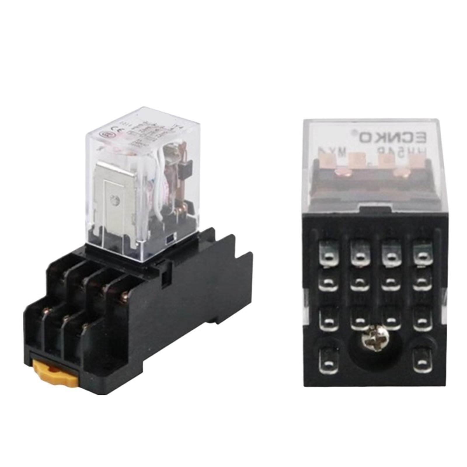 5 piezas de relé MY4P HH54P, bobina general DPDT, CA 110 V, 220 V, CC 12 V, 24 V, microinterruptor de relé electromagnético con base de zócalo LED MY4NJ(AC (5Pcs),36V With Base)