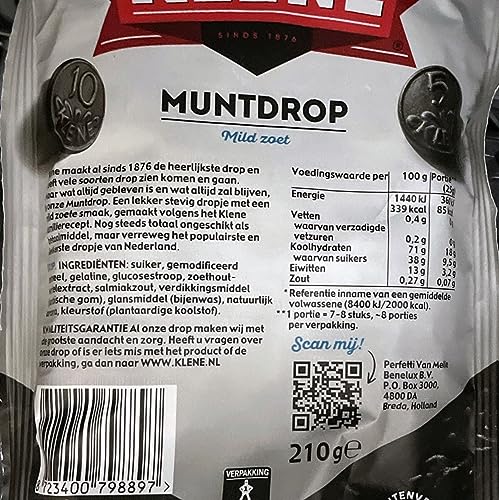 Klene Muntdrop 210g I Lakritz aus den Niederlanden I holländisches Lakritz I mild-süße Lakritztaler