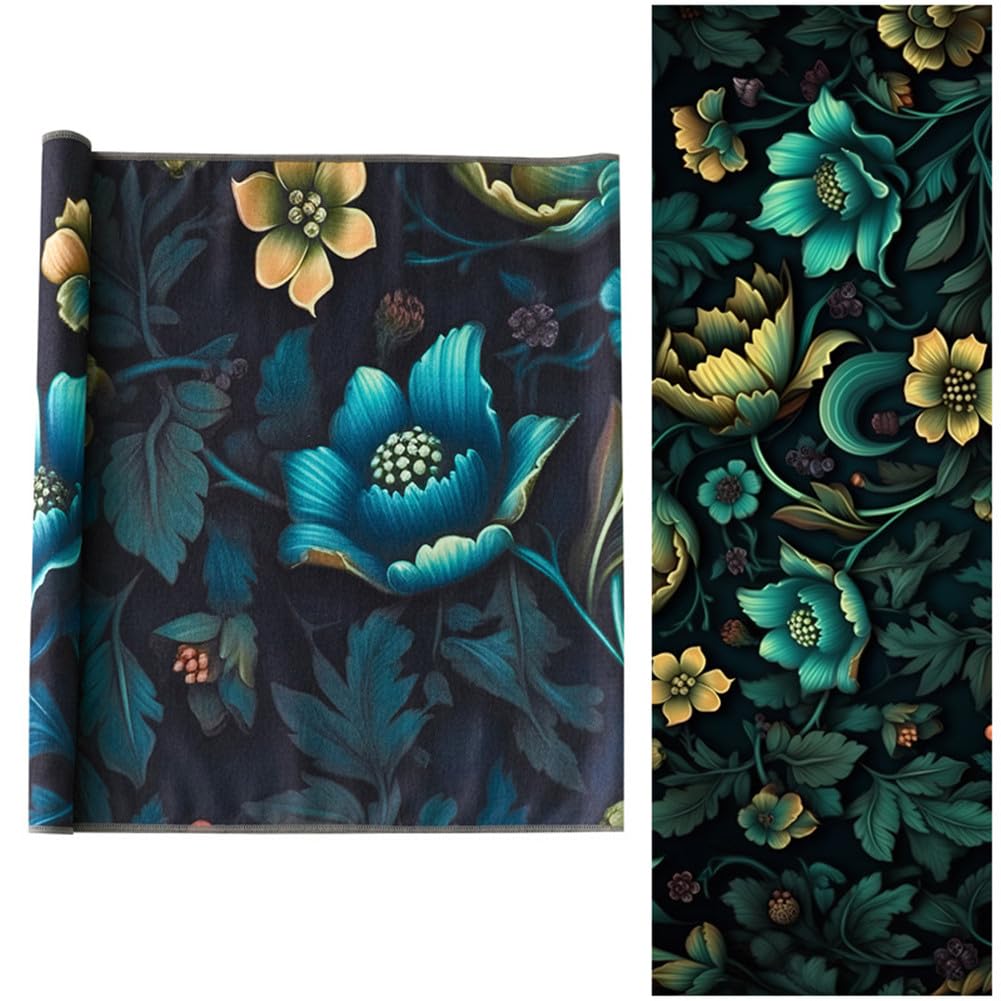 Morbuy Non Slip Yoga Mat Towels, Microfiber Super Soft Mesh Carrying Bag Sweat Absorbent Quick Dry Pilates Mat Towel Eco Friendly (183x63cm,court flower) — image 1