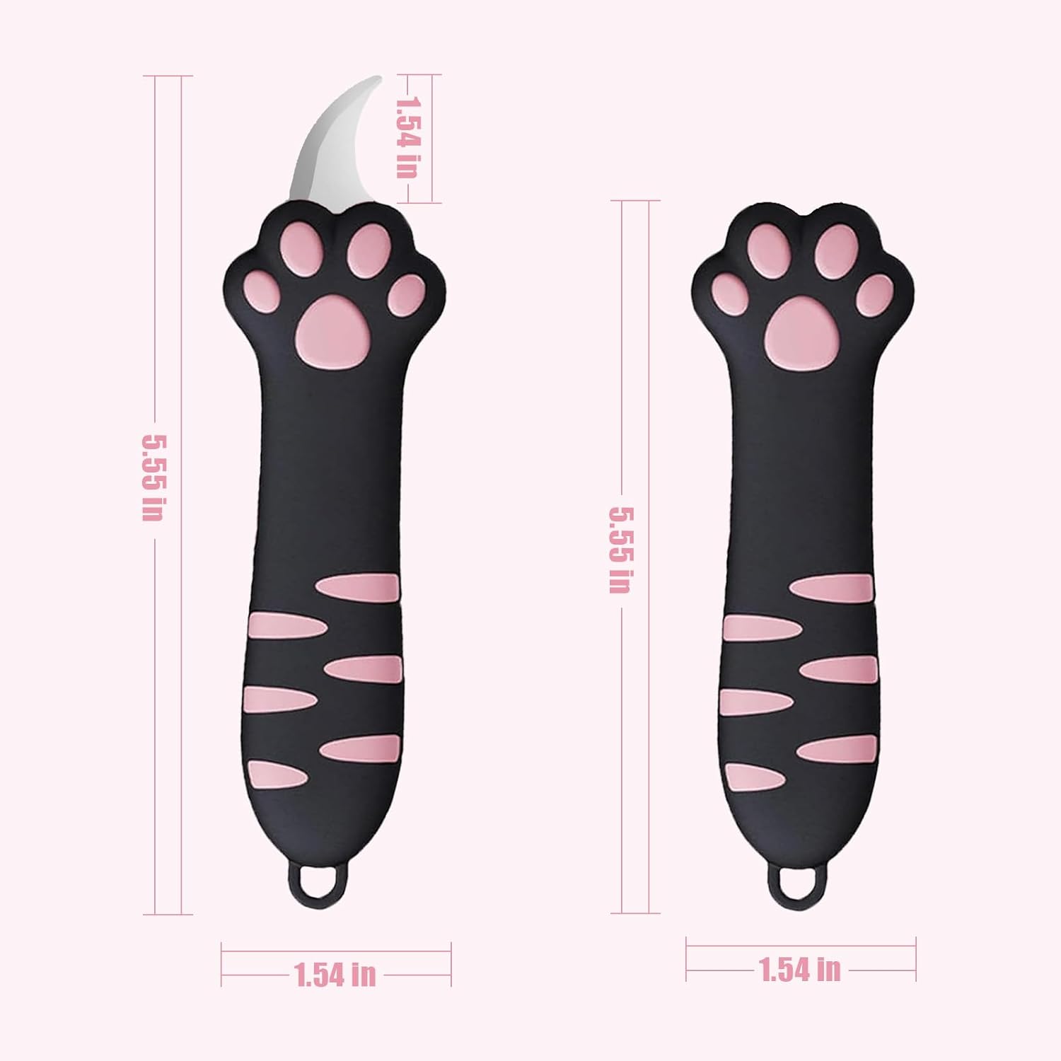 Cat Paw Retractable Handle, Package Opener for Boxes Envelopes Packages Paper Tapes, Multifunctional Utility Knife with Slide Design (Black)