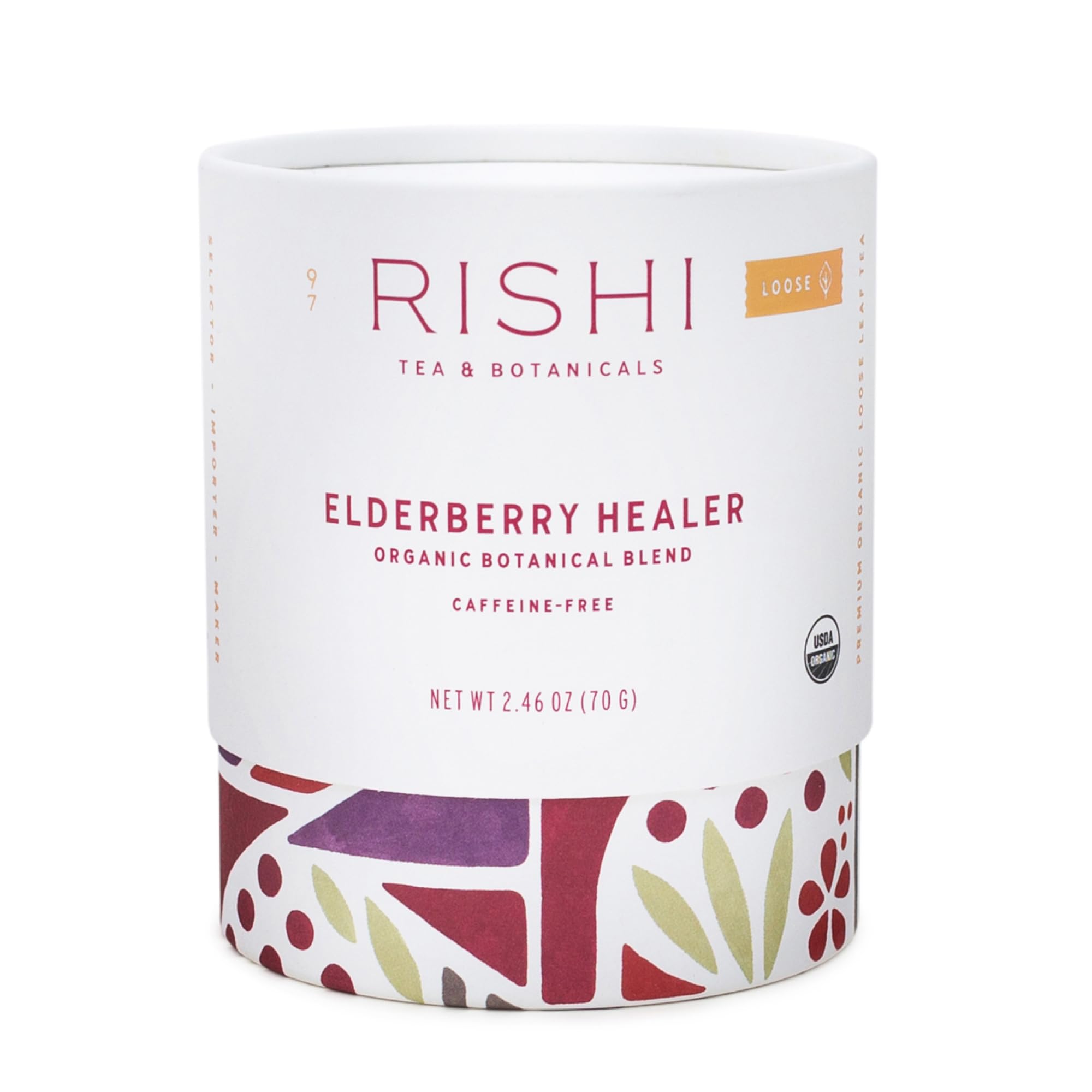 Rishi Tea Elderberry Healer Herbal Tea - Organic, Caffeine Free Loose Leaf, Antioxidant Elderberry with Ginger & Hibiscus - 2.46 Ounces (Pack of 1)
