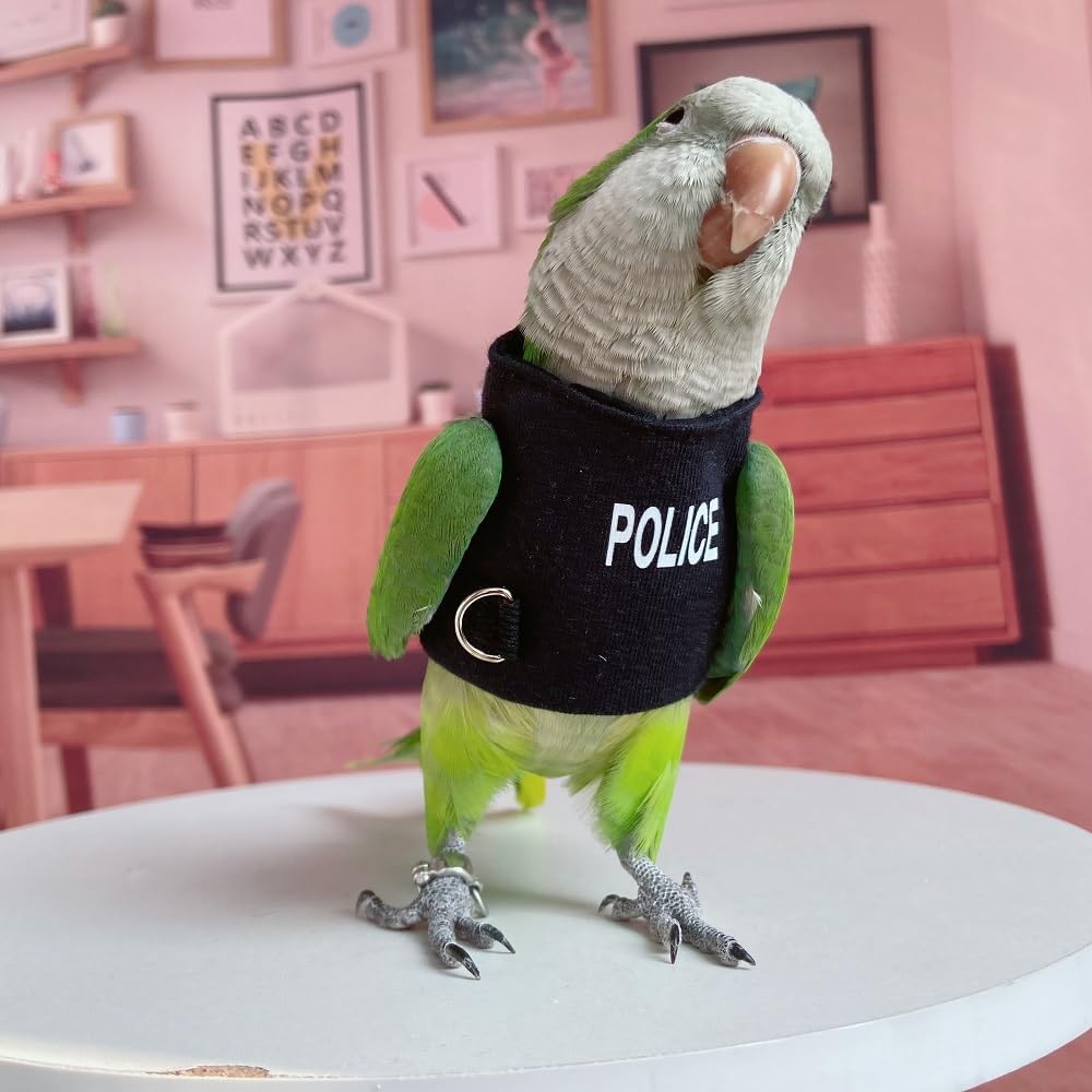 PARREN Bird diaper flight suit parrot costume pet animal costume, applicable to birds and parrots warm supplies. (4XL), Black