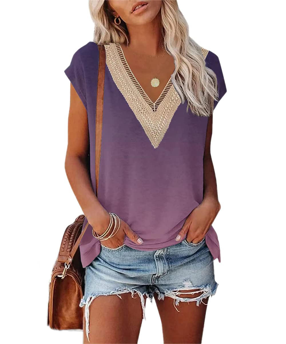 GRMLRPT 2024 Camisa Manga Corta Mujer Verano Moda Algodón y Lino Elegante Blusa Cuello en V Color Sólido Camiseta Suelto Tops Casual T-Shirt(Multicolor,S-XXL)