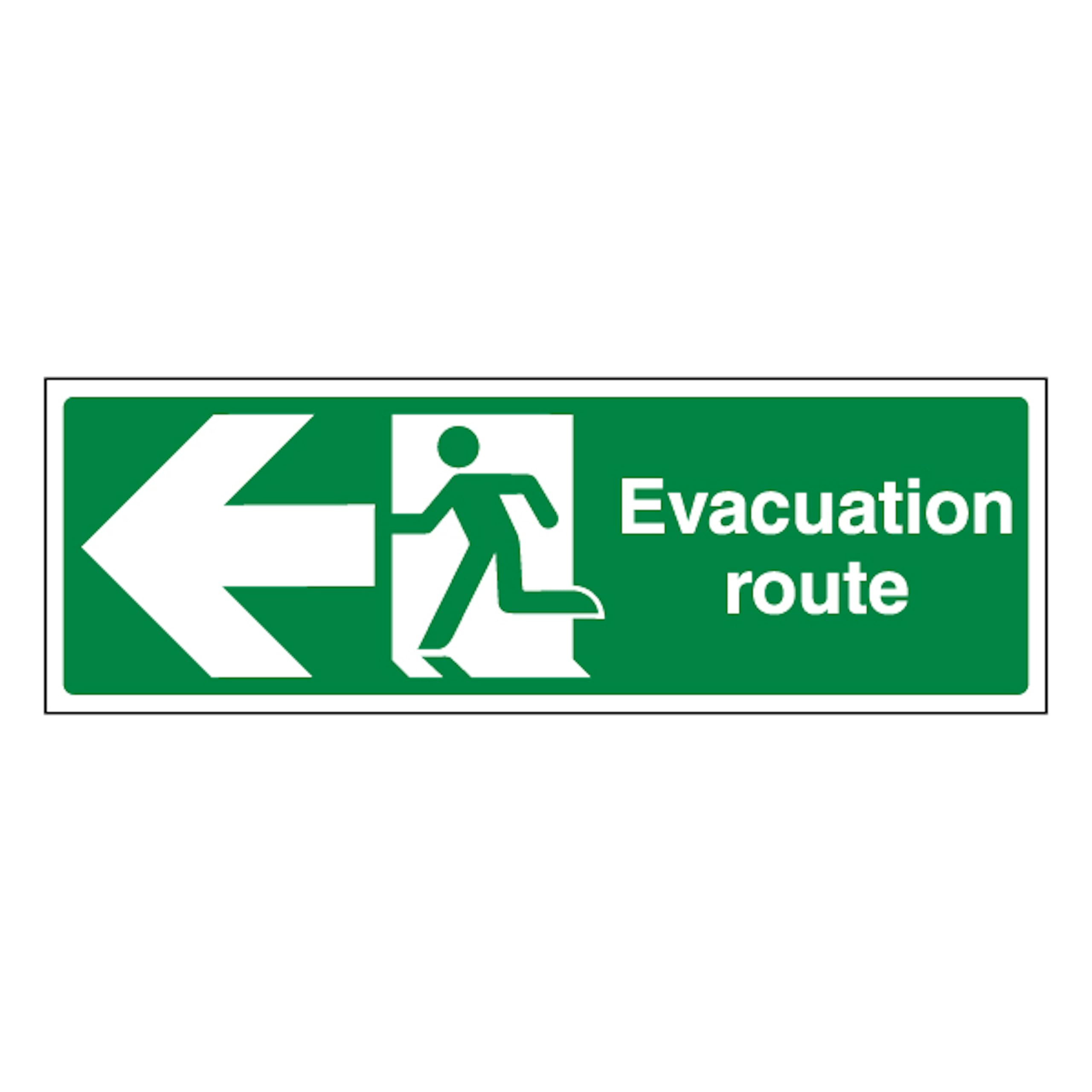 V Safety Evacuation Route Arrow Left 450 x 150 mm - 2mm Super-Tough Rigid Plastic Safety Sign
