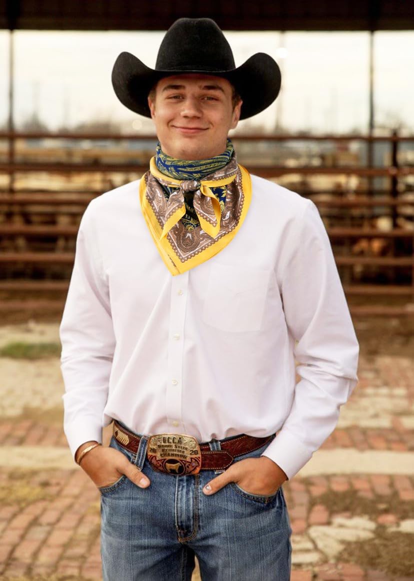 GERINLY Mens Wild Rag Polyester, Large Western Bandana 35 Inch, Fashion Cowboy Scarfs - Image 3