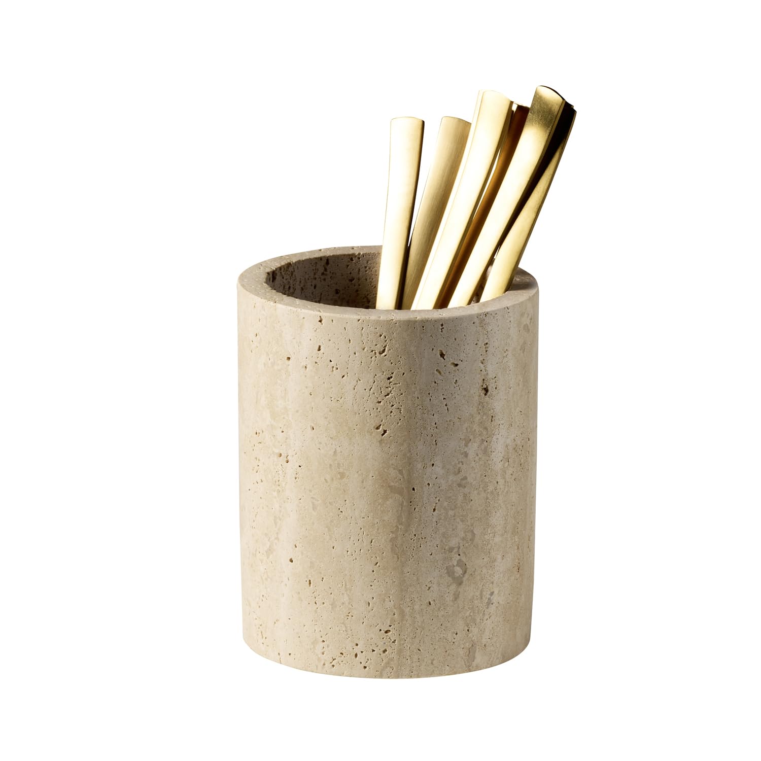 APS 11756 TRAVERTINE cutlery tray - travertine (limestone), Ø 11 cm, H: 13.5 cm, with drain hole
