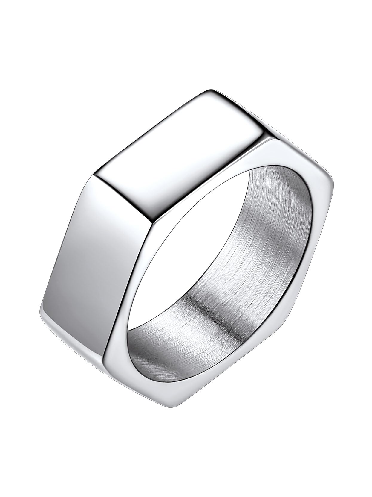 Richsteel Anello Creativo Dado Esagonale con Rune Anello Minimalista da Uomo Unisex Stile Punk HIppie Hiphop Personalizzabile Argento/Nero/18k Oro in Acciaio Inox