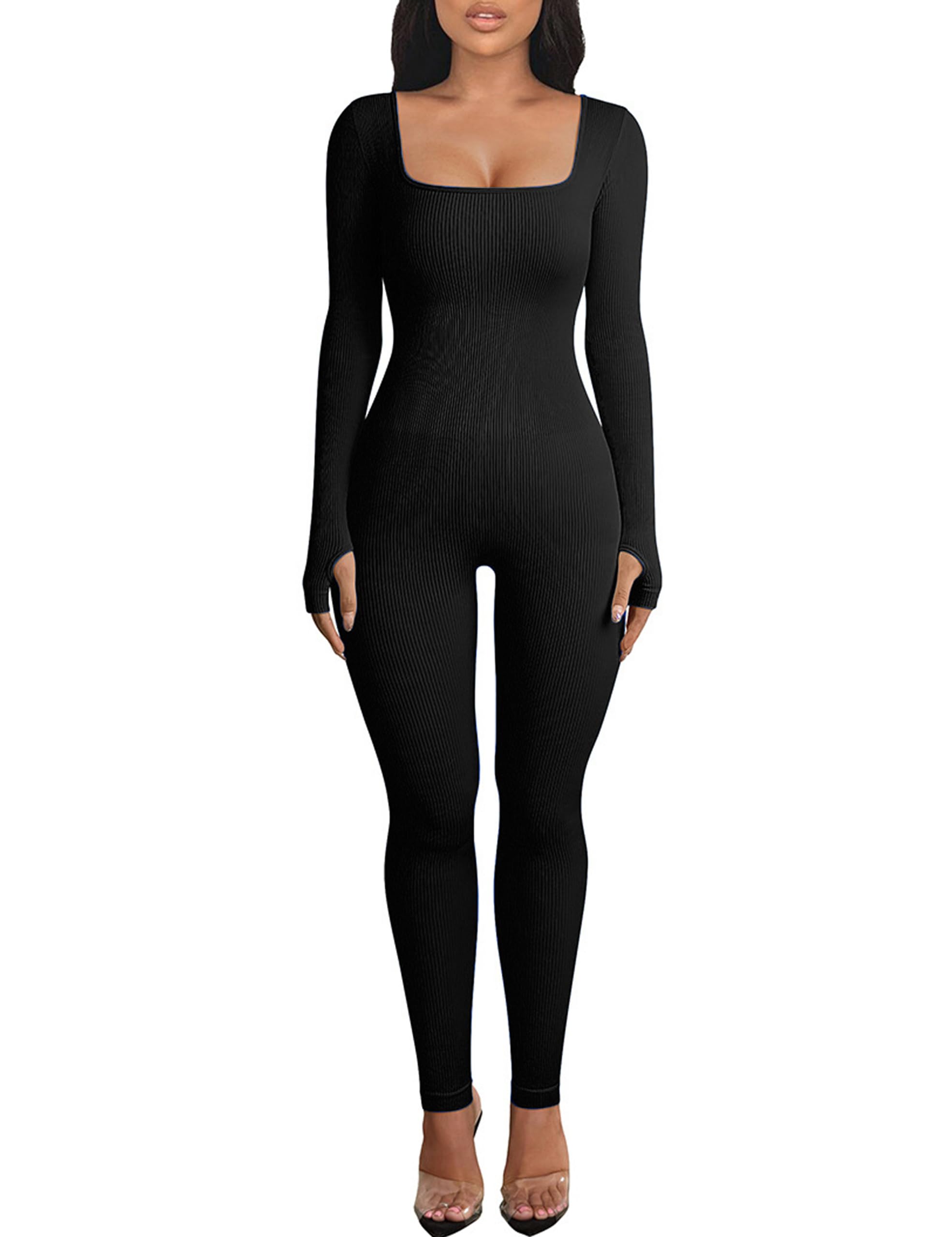 HIFUARWomen's Yoga Jumpsuits Sleeveless One Piece Ribbed Tank Tops Workout Outfits Bodycon Rompers Gym Exercise Playsuits