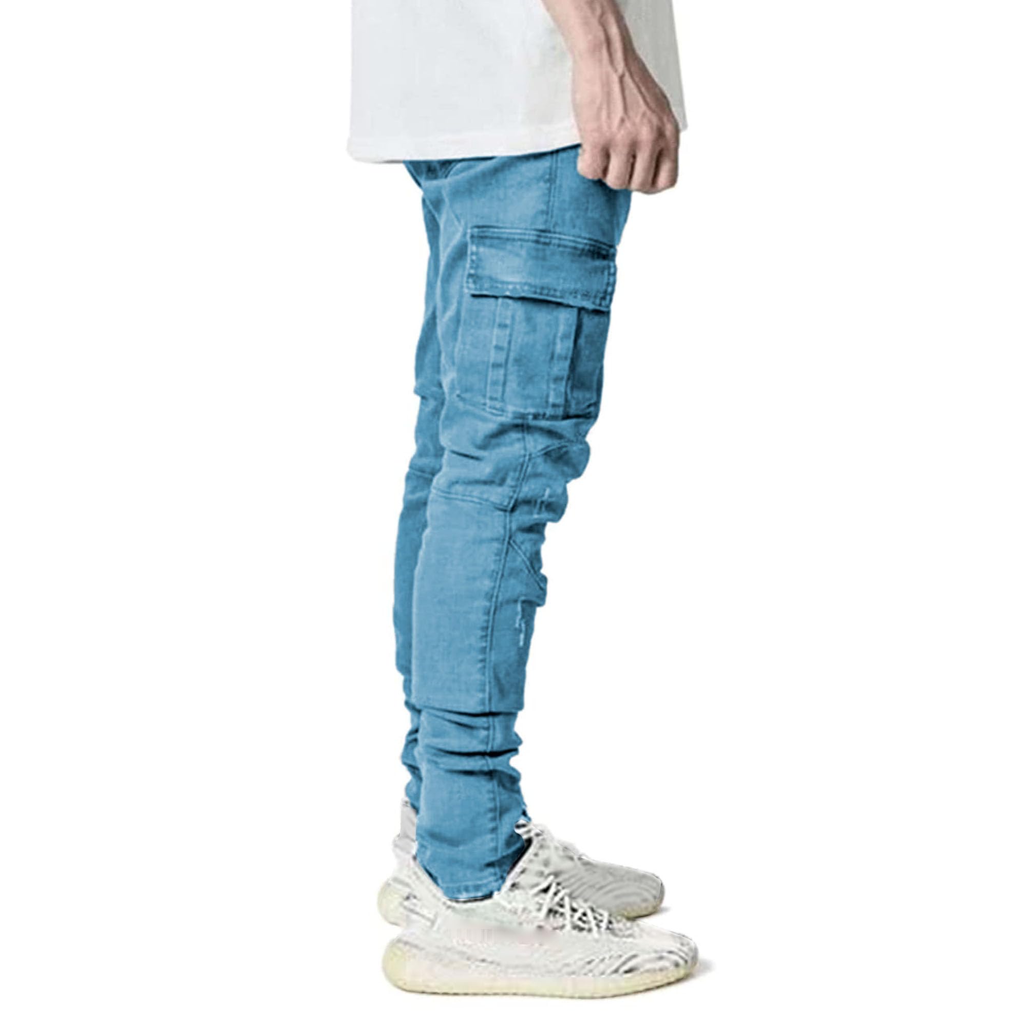 Pantalones Vaqueros Rotos para Hombre, Ajustados, de Corte Regular, con Dos Bolsillos Laterales, de Trabajo, Color Negro