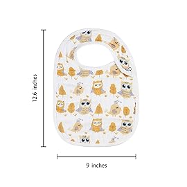Snap Muslin Bibs for Boys & Girls, 3-Pack Baby Bibs for Infants, Newborns and Toddlers, 100% Cotton Muslin Absorbent & Soft Layers, Adjustable Snaps,Owl,Bear,Alpaca