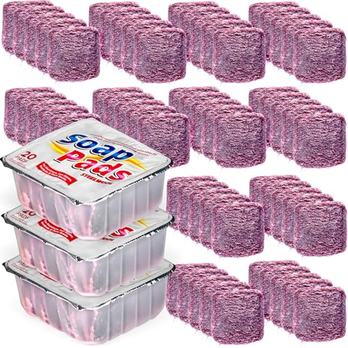 Image of SteadMax 60 Steel Wool Soap Pads, Pre-Soaped Metal Scouring Pads for Easy Cleaning of Pots, Pans, Ovens and Dishes (60 Pack)